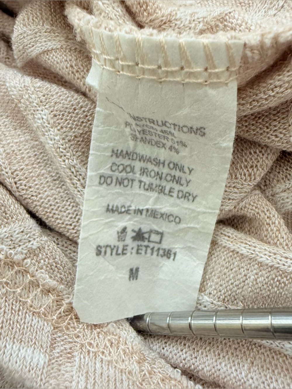 Emma & Olivia Beige Ribbed Cowl Neck Poncho Sweater Short Sleeve Medium EUC - Picture 4 of 5